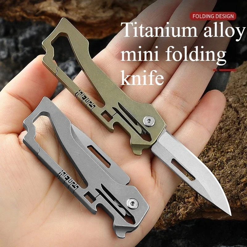 

Outdoor Camping Titanium Alloy Mini Folding EDC Knife Portable Creative Buckle Tool