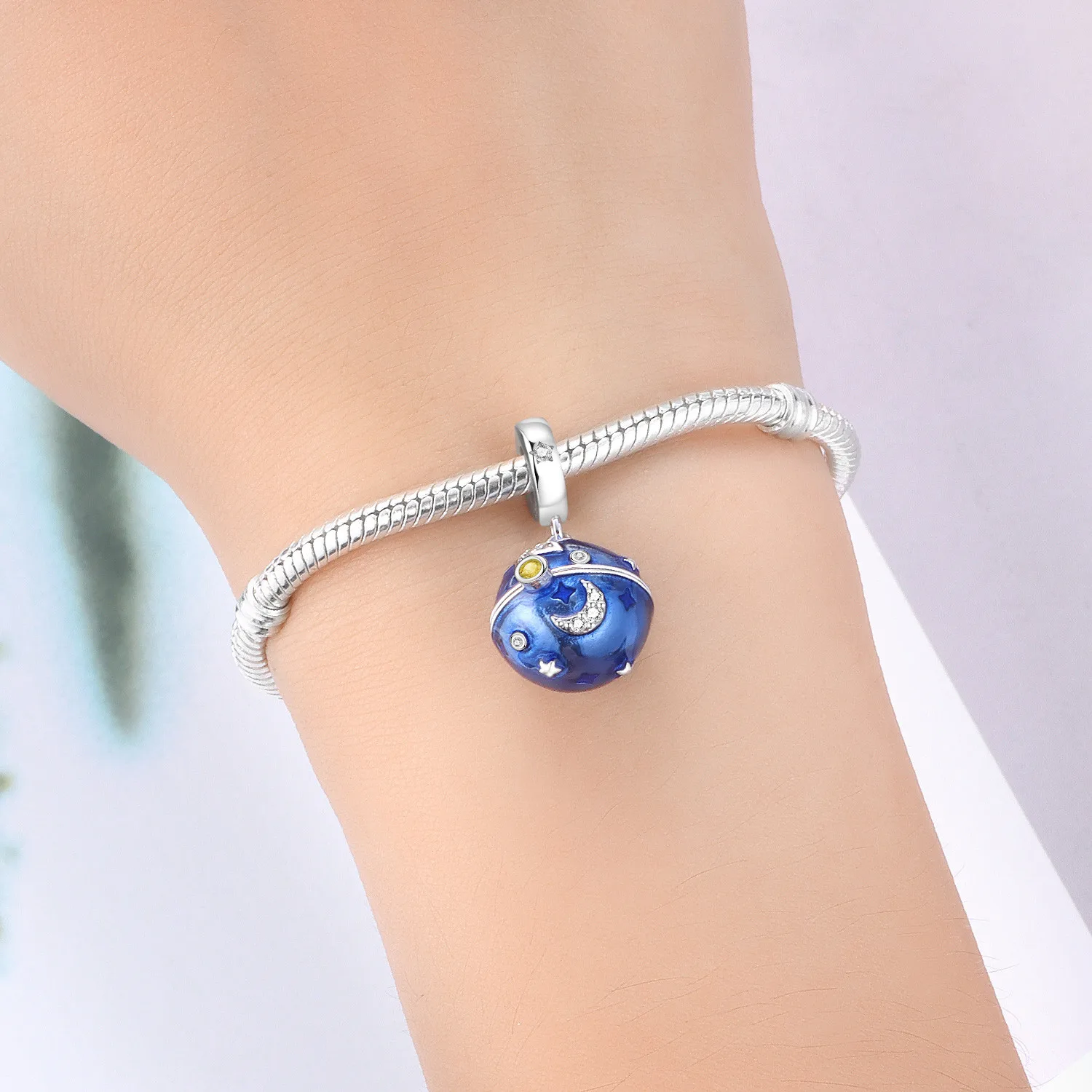 Cycuff 925 Sterling Silver Adjustable Planet Pendant Beads Original Pendants Bracelet Charm Jewelry Party DIY Trendy Gift