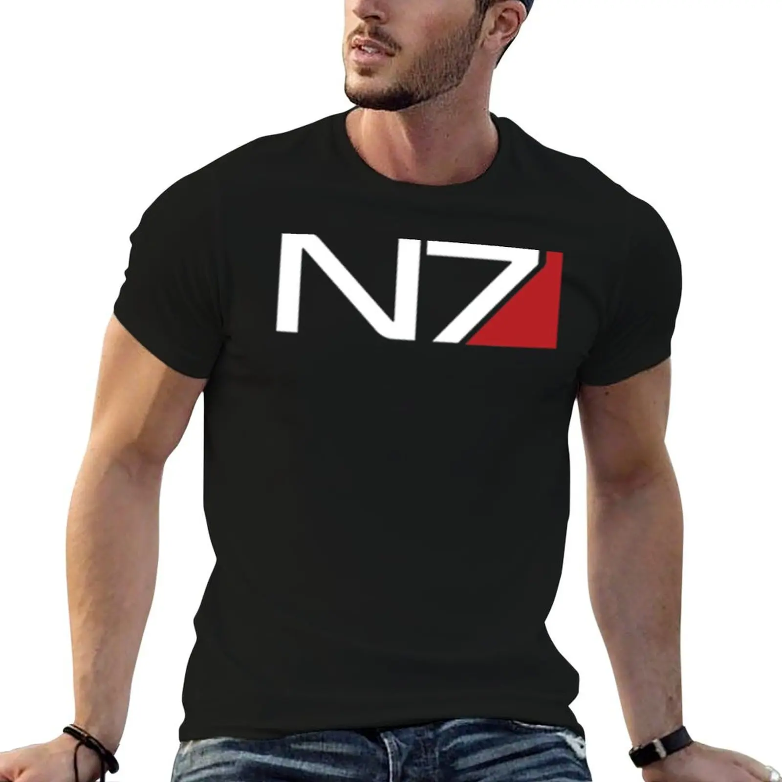 Image of Mass Effect N7 T-Shirt Stylisches grafisches Kurzarm-Oberteil