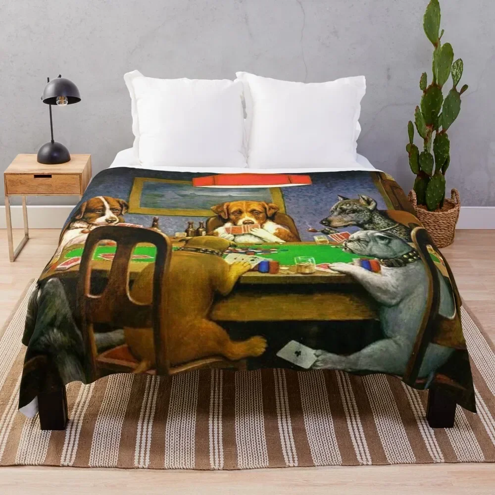 

Dogs Playing Poker A Friend in Need Throw Blanket Cozy Sofa Blanket for TV Watching Napping