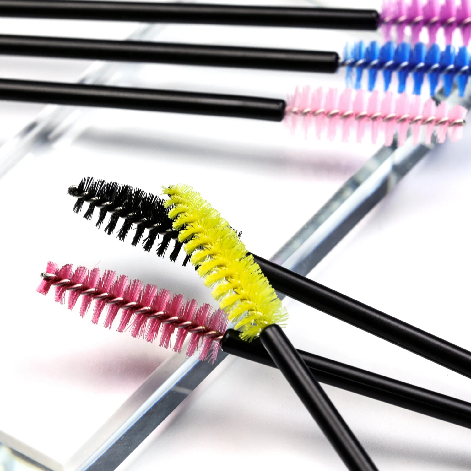 Disposable Lash Custom Logo Wands Micro Brush Eyelash Glitter Applicator Pink Mascara Wand for Eyelash Extension Applicator
