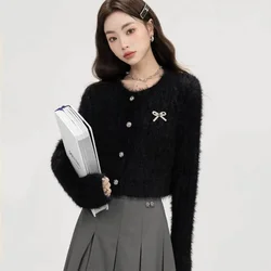 Round Necked Woolen Sweater Cardigan Women New 2024 Autumn Winter Fashionable Cardigan Sweater Knitwear Slimming Effect Knit