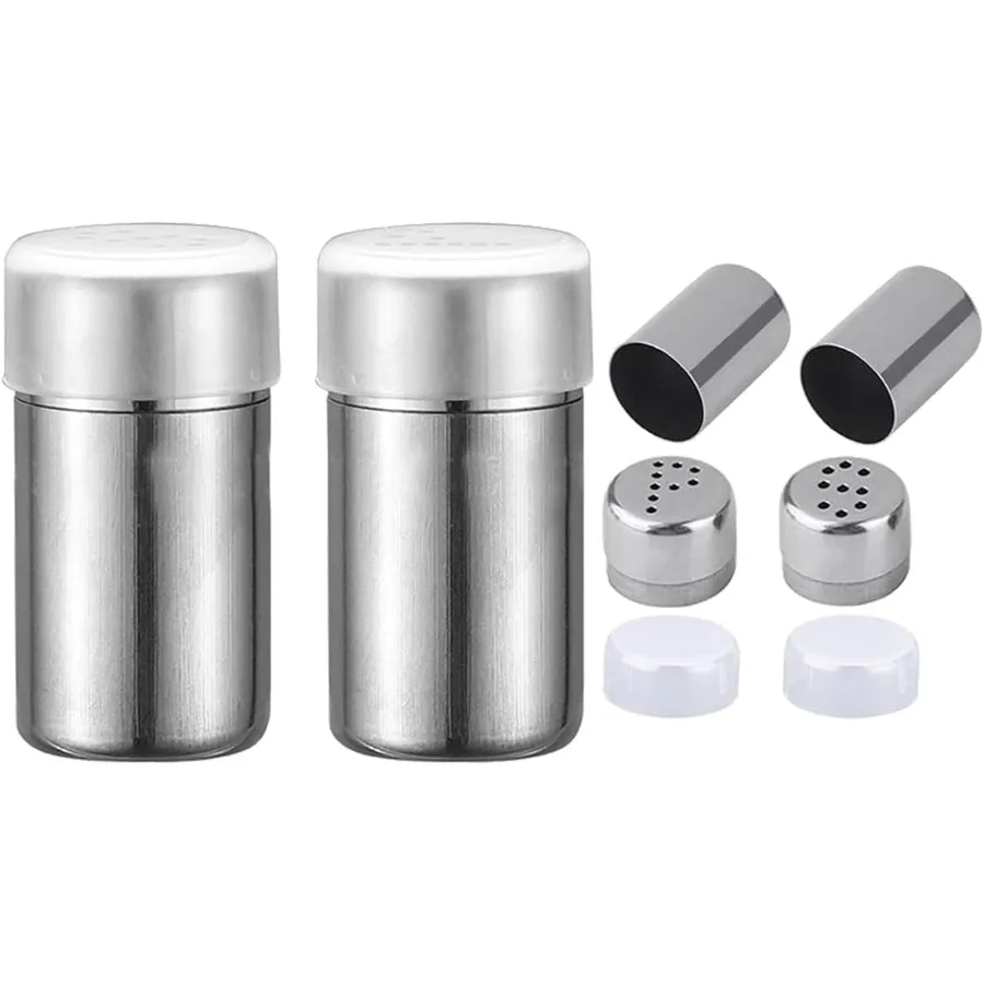 

2-Pack Mini Salt Pepper Shaker5ml Salt and Pepper Shaker with Lid Stainless Steel Spice Jars Seasoning Dispenser for Salt Sugar