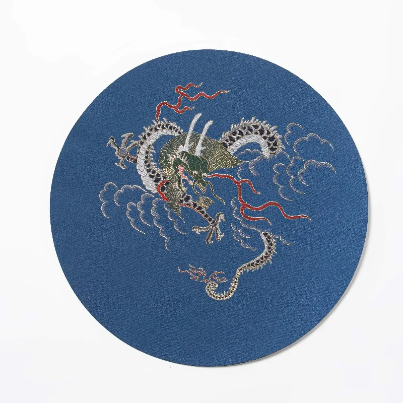 Dragon Embroidered Silk Brocade Heat Resistant Tea Runner, New Chinese Style Tea Ceremony Table Mat