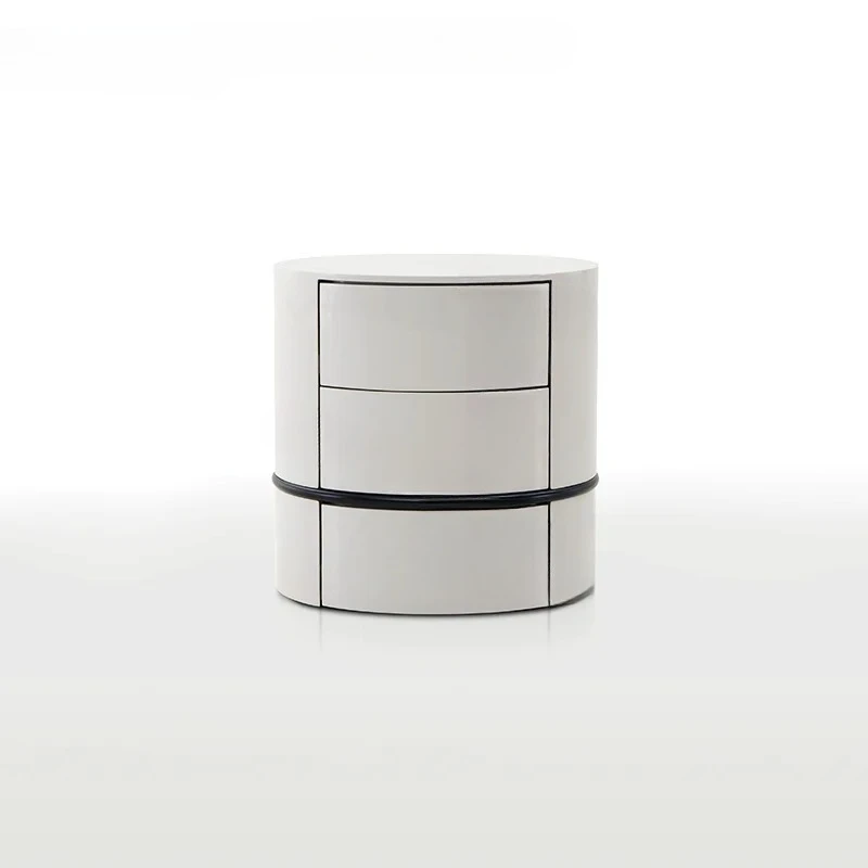 Modern design solid wood bedside table round storage bedside table