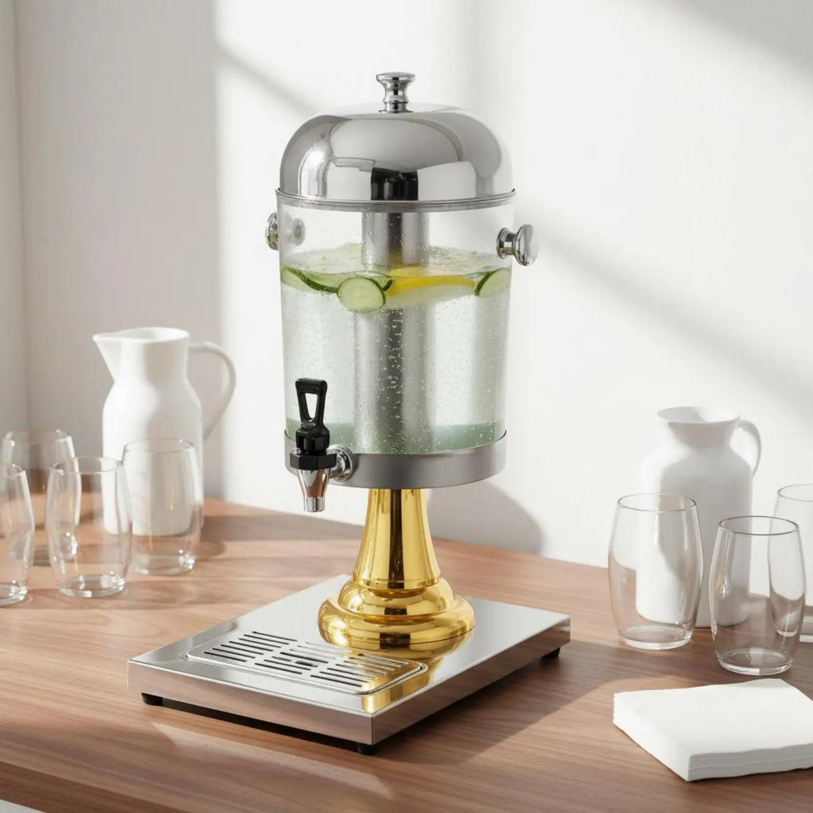 Large Capacity Stainless Steel Juice Dispenser Iced Tea Lemonade Beverage Urn with Spigot for Parties and Catering