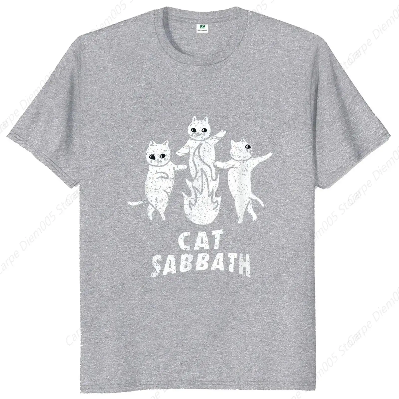 Sabbath Cat T Shirt Cute Funny Gato Pun Heavy Metal T-Shirt 100% Organic Cotton Premium Heavyweight Tee EU Size