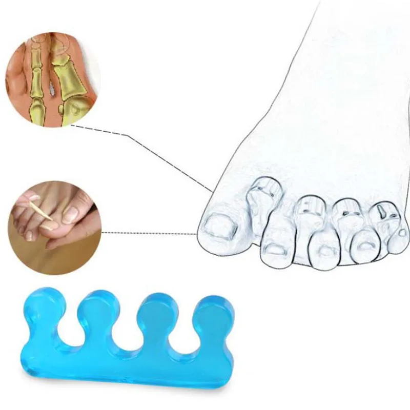 2pcs Soft Silicone Finger Toe Separator Soft-Silicon 5 Colors Flexible Finger Toe Spacers for Nail Polish Pedicure Tools