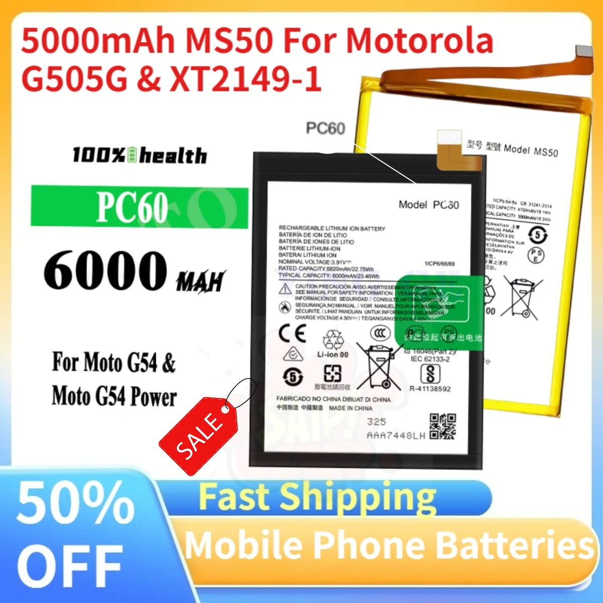 New 6000Mah PC60 MS…