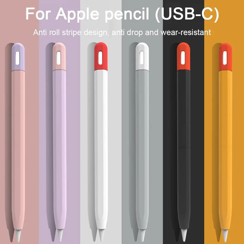 For Apple Pencil 3 USB C Touch Capacitor Pen Cable Adapter Color Contrast Pen Case Silicone 3rd Generation Protective Case