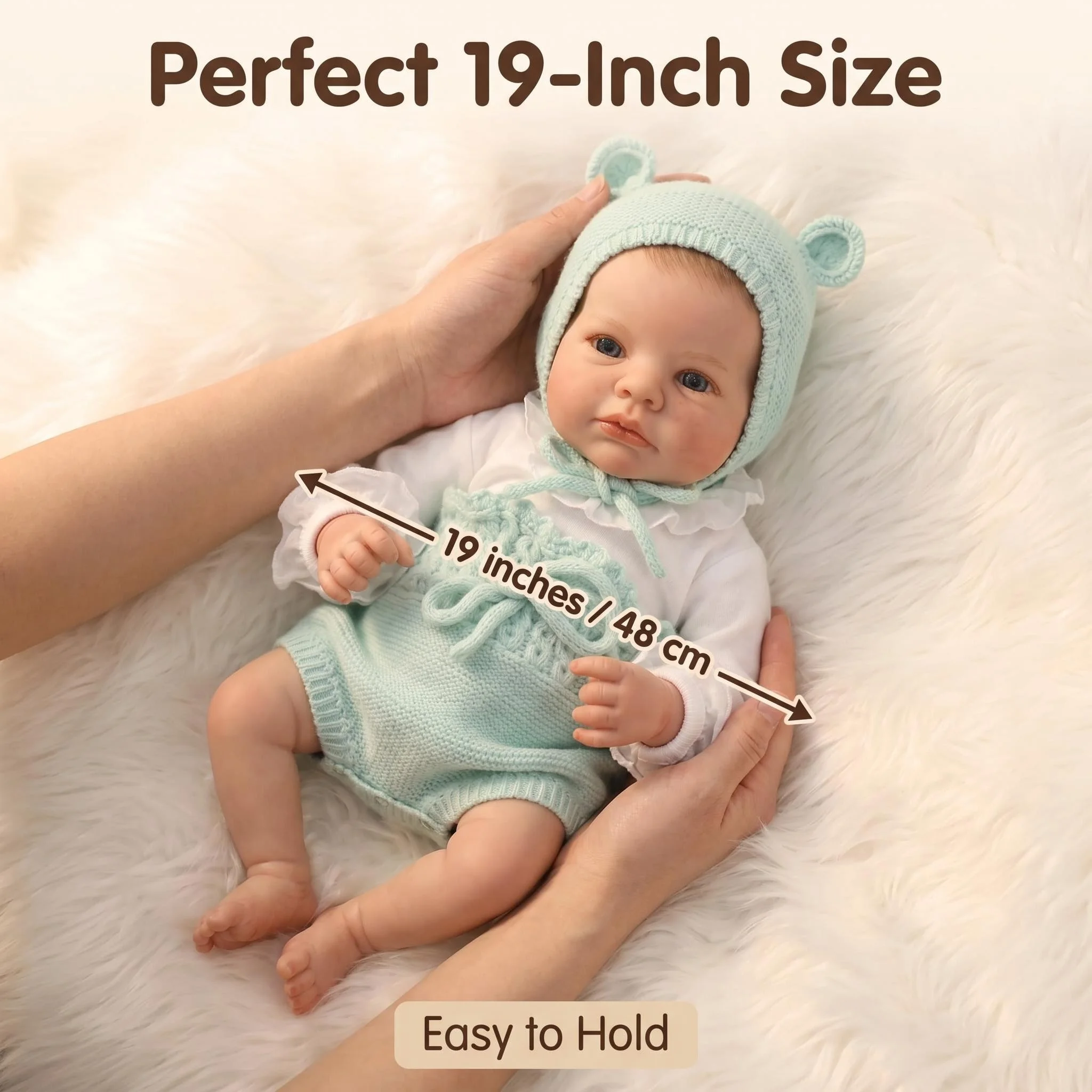 NPK 48CM Reborn Loulou Awake Soft Cloth Body 3D Detailed Painting Lifelike Real Soft Touch Doll with Hand Draw Hair