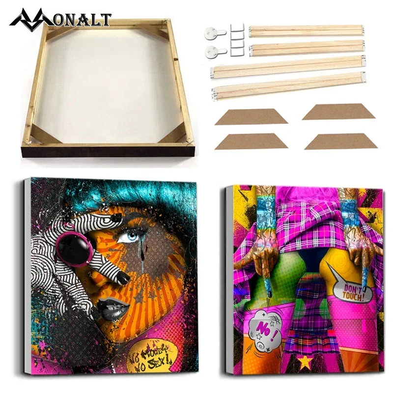 Poster Street Graffiti Sexy Woman Wall Art, Peinture sur toile avec cadre, Tatouage, Journal, Figure, Prhonneur, Body Painted, P