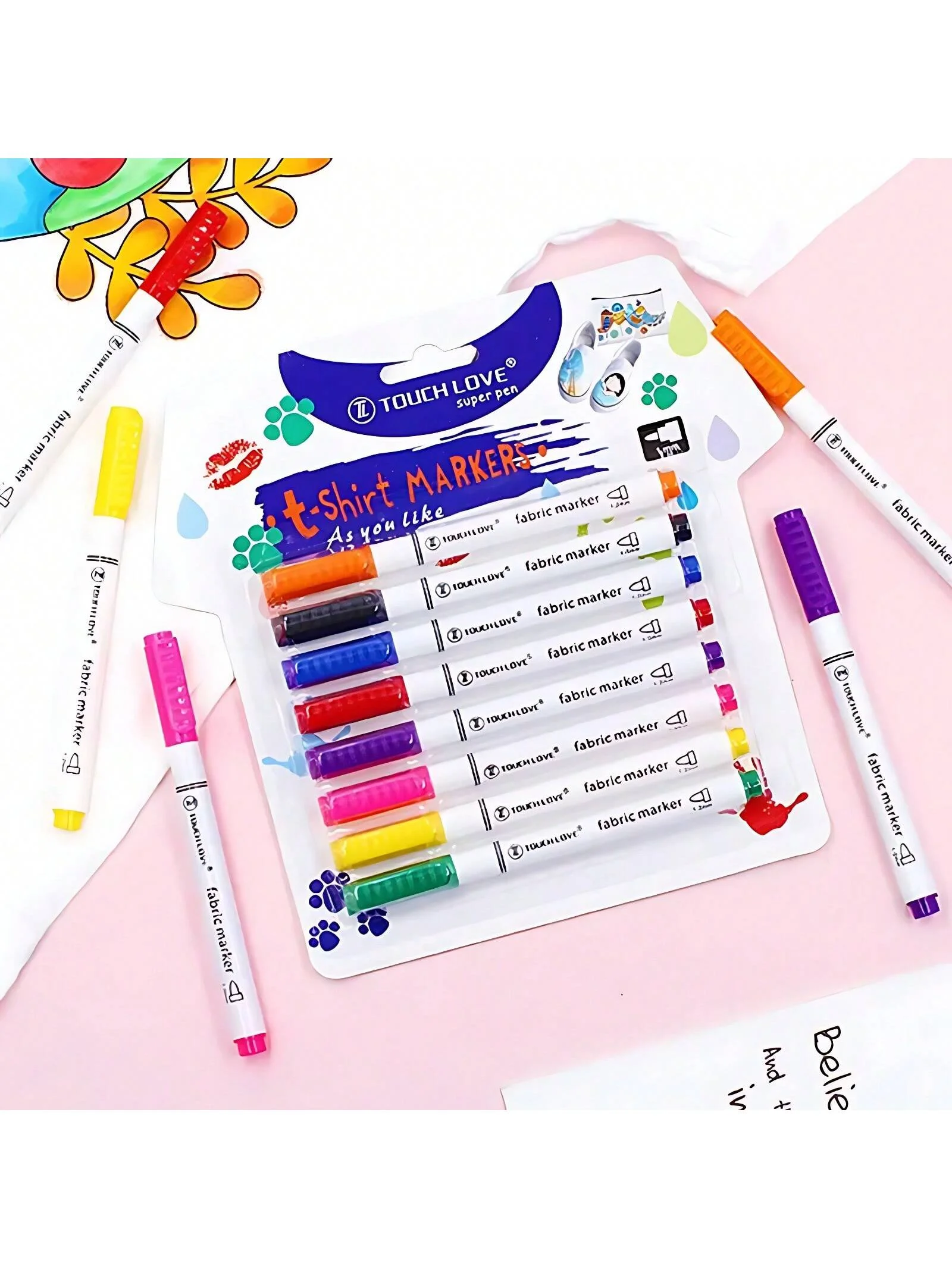 8pcs Waterproof Color Fabric Textile Marker Pen For T Shirt Shoes Clothes Wood Stone DIY Art Graffiti Drawing Painting image 2