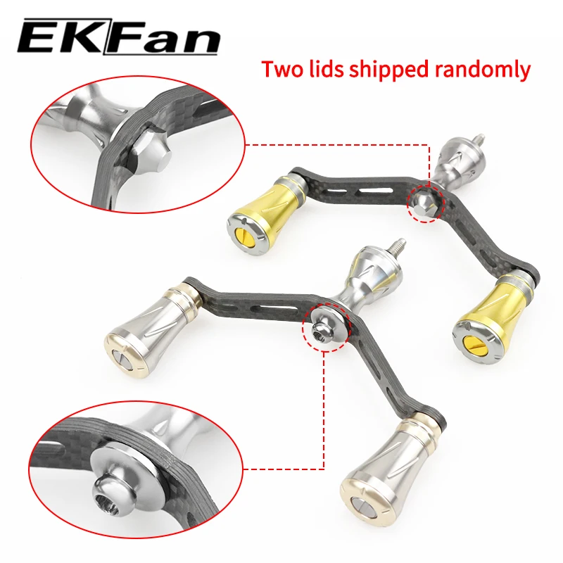 EKFan 105MM Kohlefaser+Aluminium Doppelknopf Spinnrolle Griff Passend für S-REEL Köderrolle Griff DIY-Teile – Detail 14