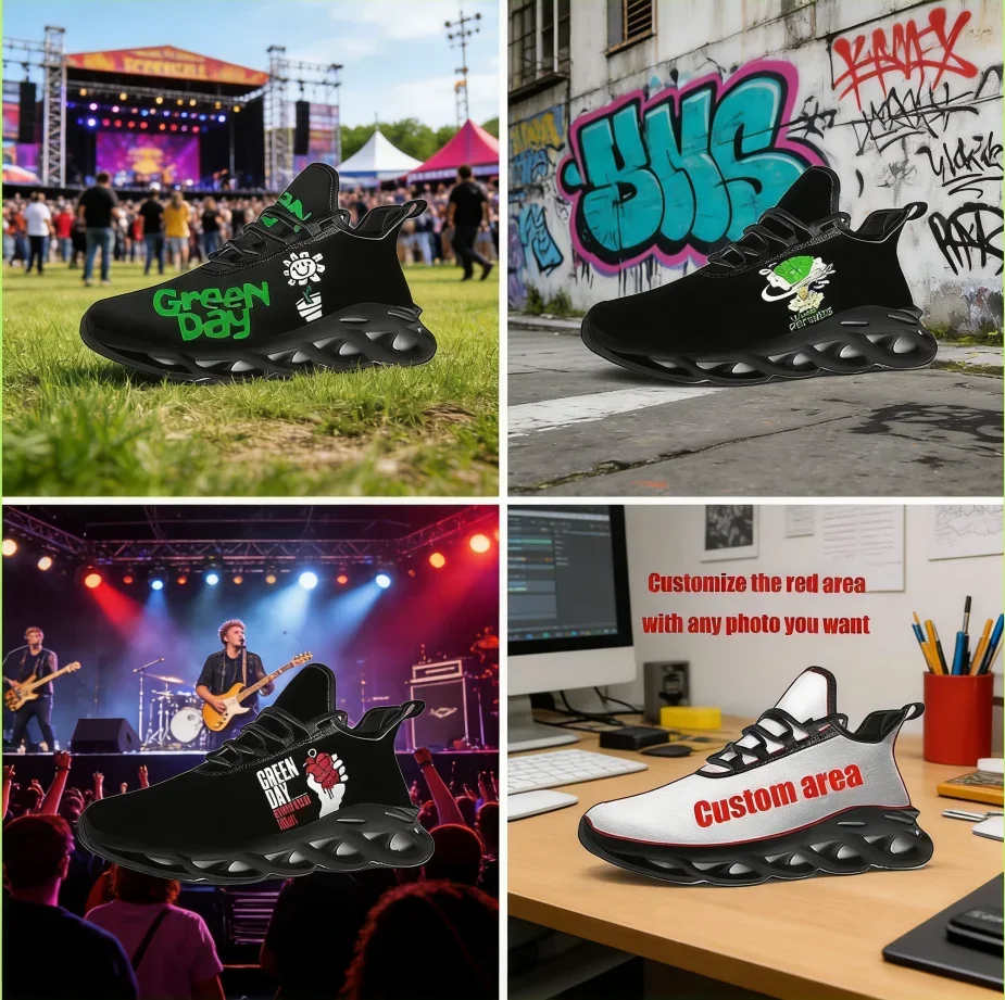 

Кроссовки Green Day Band на шнуровке, дышащие, легкие, из сетчатого материала, для мужчин и женщин