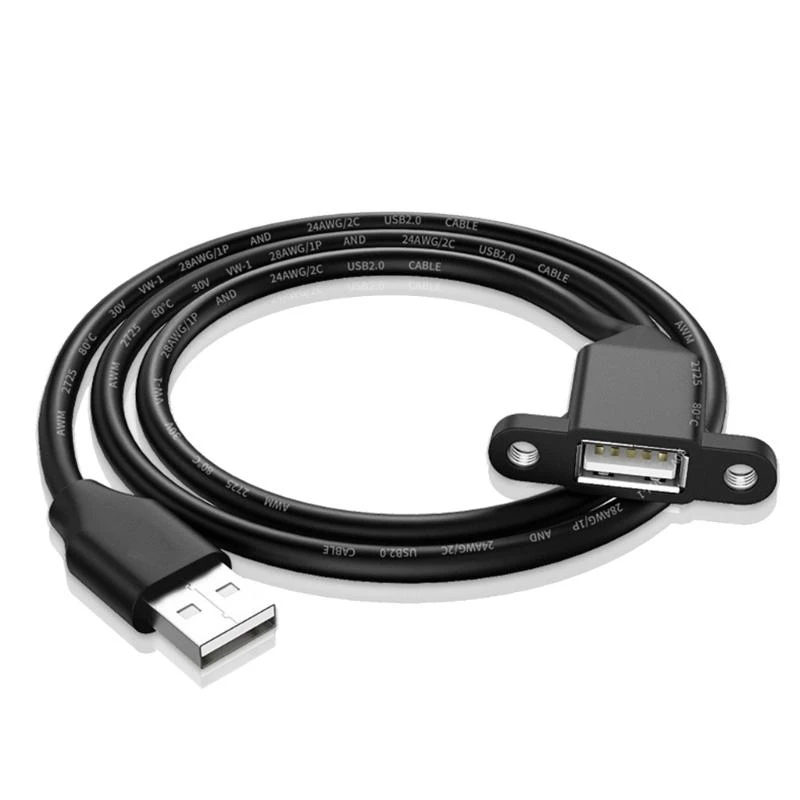 USB 2.0 Extension Cable Male To Female With Panel Mount Feature For Computer