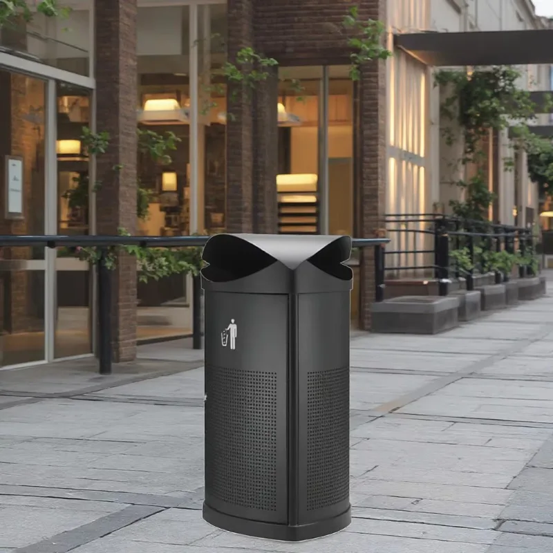 Powder Coated Corner Outdoor Trash Can & Recycle Bin - Prism, Weatherproof, Save Hotel, Park, Garden Space