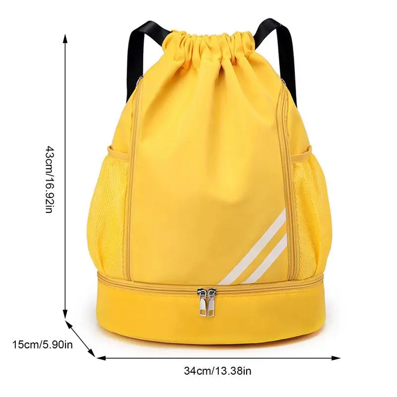 Drawstring Backpack Water Resistant Sports Bag String Backpack Gym Sackpack Mesh Pockets Shoe Compartment Women Men Children