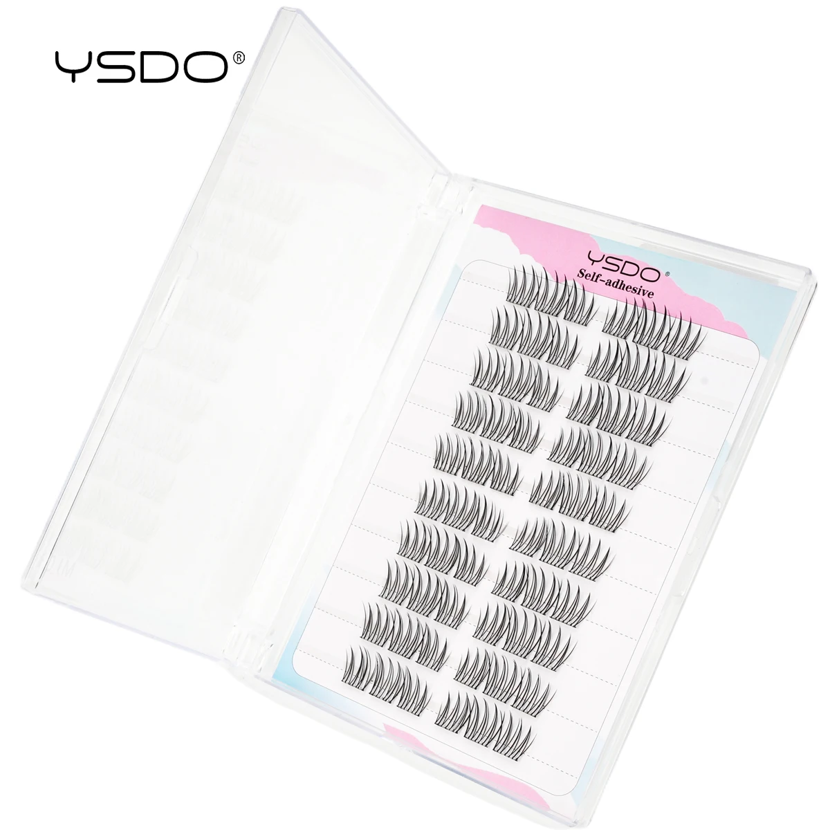 YSDO Selbstklebende Wimpern, 10 Reihen, DIY, natürliche Cluster-Wimpern mit Pinzette, kein Kleber erforderlich, individuelle Wimpernverlängerung, wiederverwendbar – Detail 12
