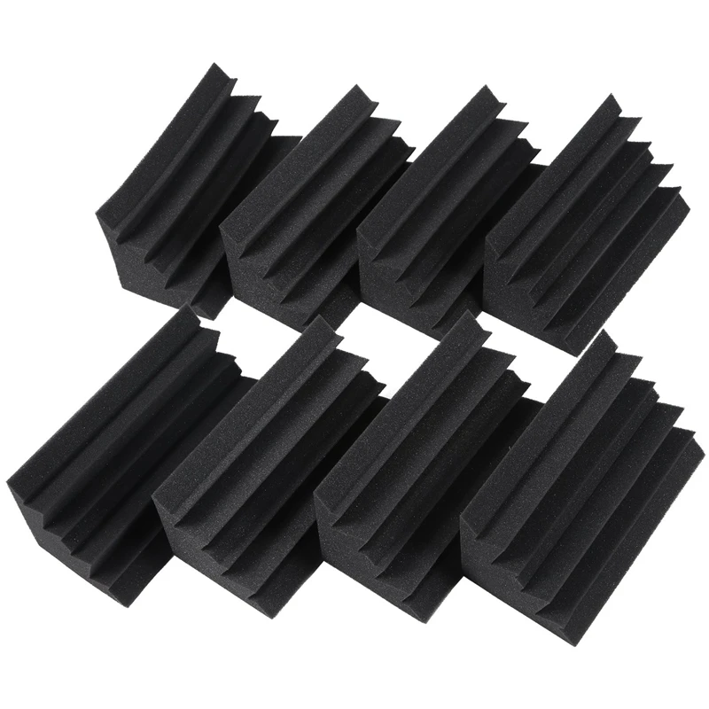 New 8 Pack Of 4.6 In X 4.6 In X 9.5 In Black Soundproofing Insulation Bass Trap Acoustic Wall Foam Padding Studio Foam Tiles (8P