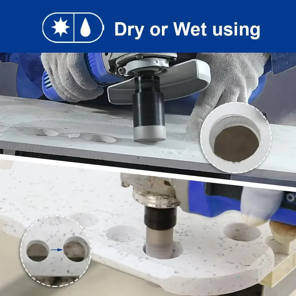 7-Piece Diamond Core Drill Bits Kit, Hole Saw for Porcelain | Includes 6 Core Bits, Finger Bit | 5/8-11 Thread | Dry & Wet