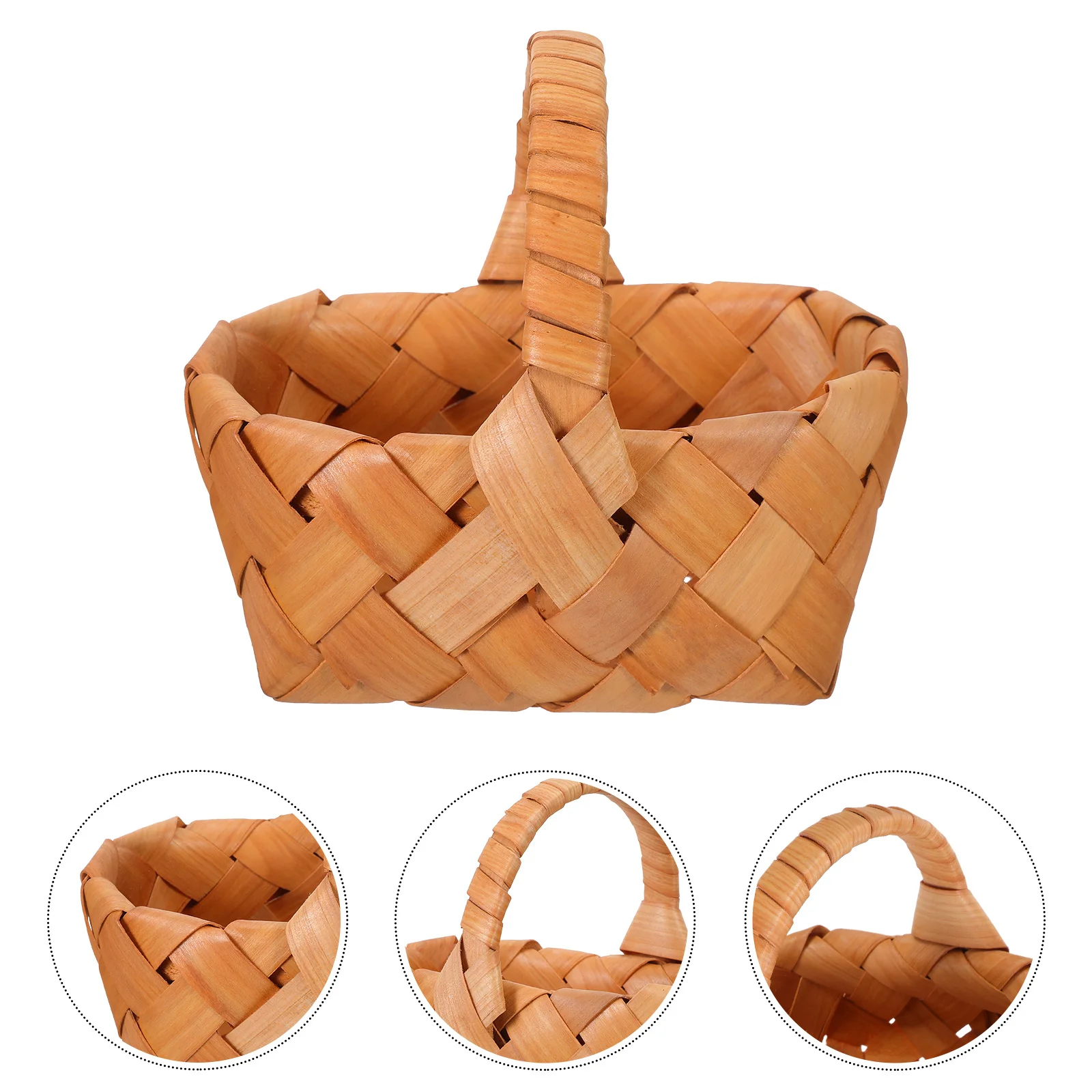 

4pcs Mini Woven Wood Chip Baskets With Handles Mini Storage Basket For Wedding Party Favors Crafts Farmhouse Decor Basket Table