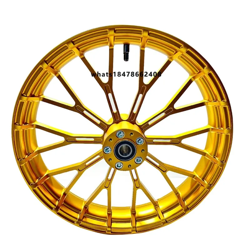 For 09-later Touring Models Accessory New Condition Gold Aluminum Alloy Motorcycle Wheel Hub Front & Rear Rim Compatible