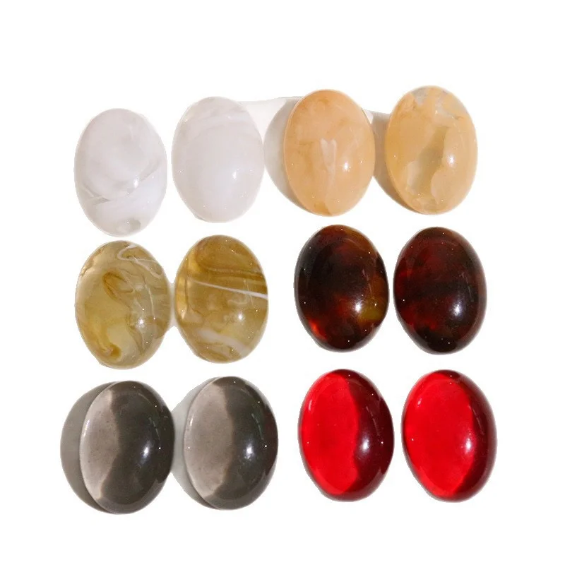 

Wholesale 100pcs/lot color print geometry ovals shape resin cabochon beads diy jewelry garment hair accessory