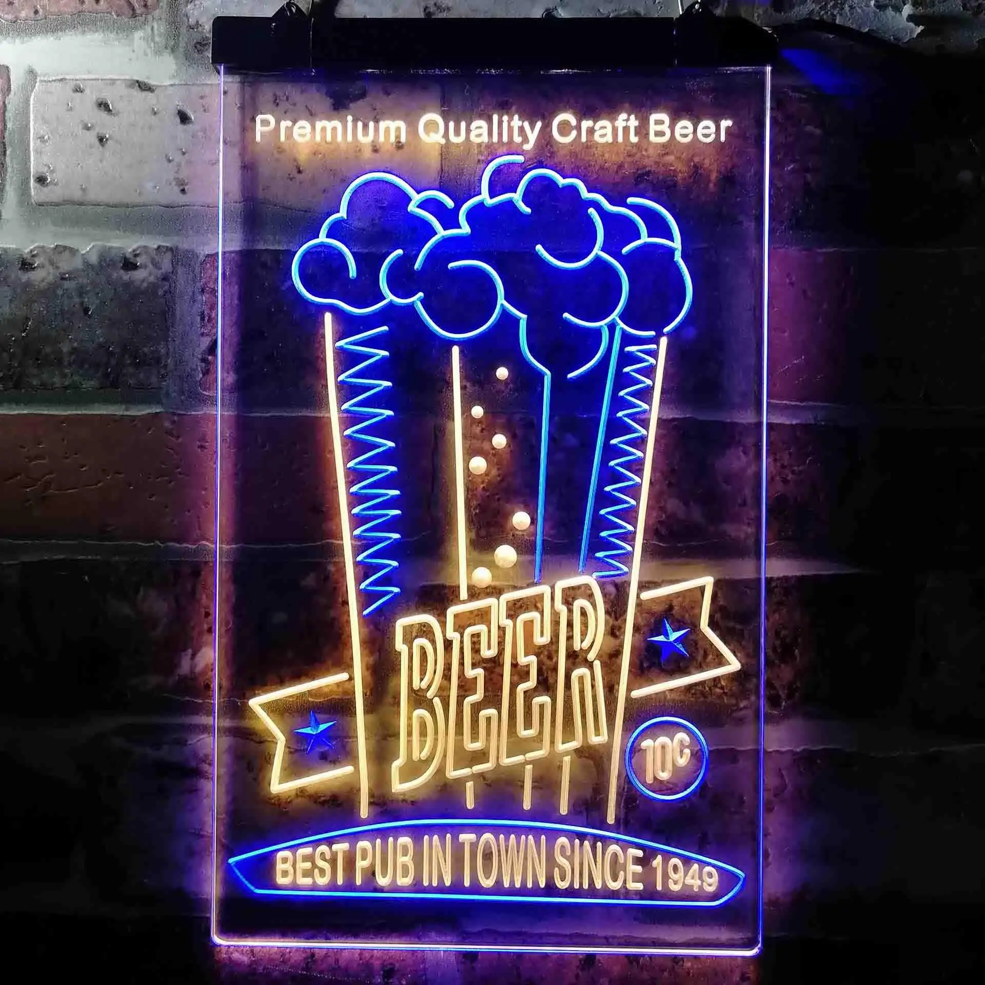 

ПИВЕР. Двухцветная светодиодная неоновая вывеска Best Pub in Town st6-i3633