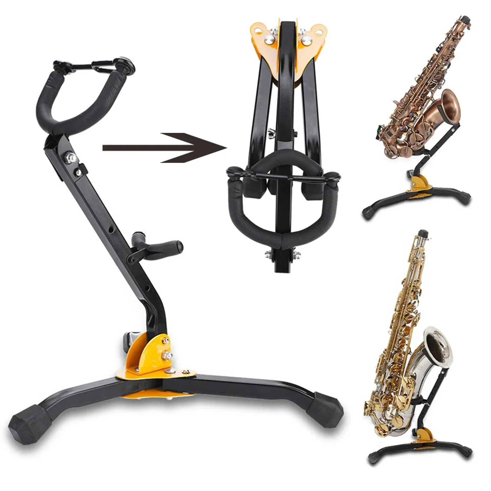 Metal Foldable Adjustable Alto Tenor Sax Saxophone Tripod Stand