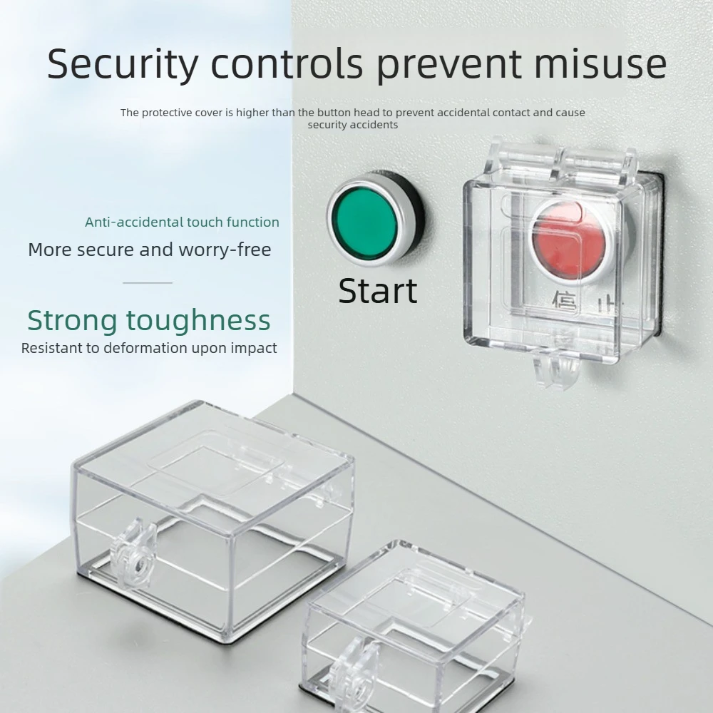 Button Protection Cover, Anti Misoperation Cover Emergency Stop Control Panel Square Hole Double-Sided Adhesive Can Be Padlocked