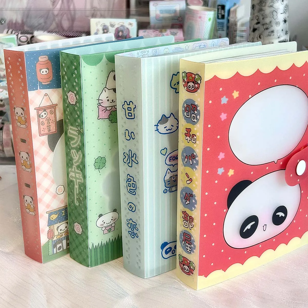 WAKAWAKA Vintage Showa Style A6 Storage Binder Cute Document Organizer with Clover Design Fixed-page Scrapbook Stickers Binder