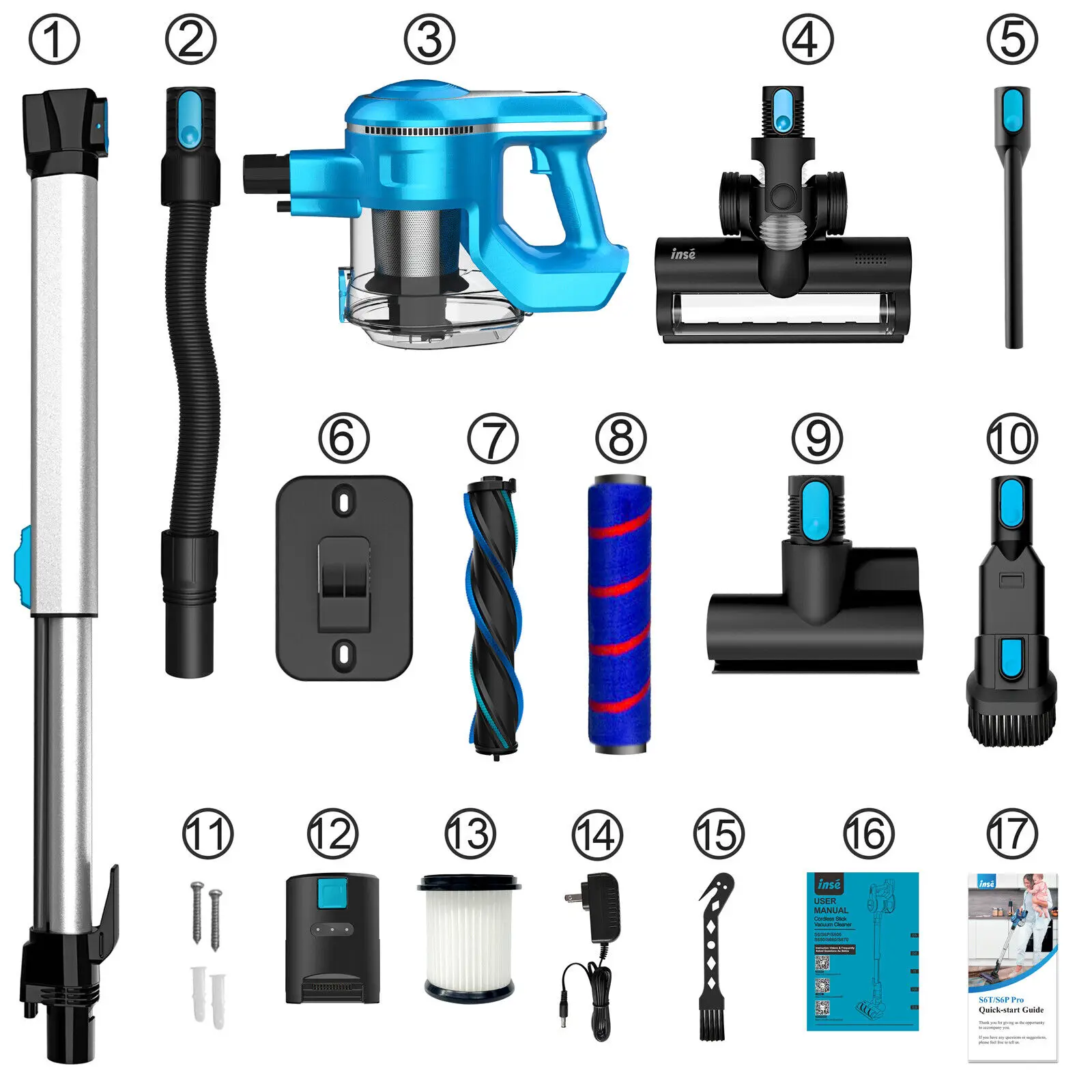 INSE S6 Cordless Vacuum Cleaner 27Kpa 265W Brushless Motor Stick Vacuum, 40 Mins Runtime, 2500mAh Rechargeable Battery