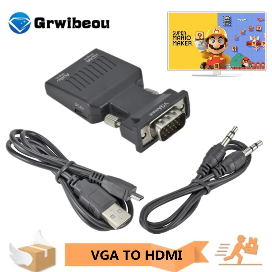 

HD 1080P VGA to HDMI-compatible Converter Adapter With Audio For PC Laptop to HDTV Projector HDMI-compatible to VGA Adapter