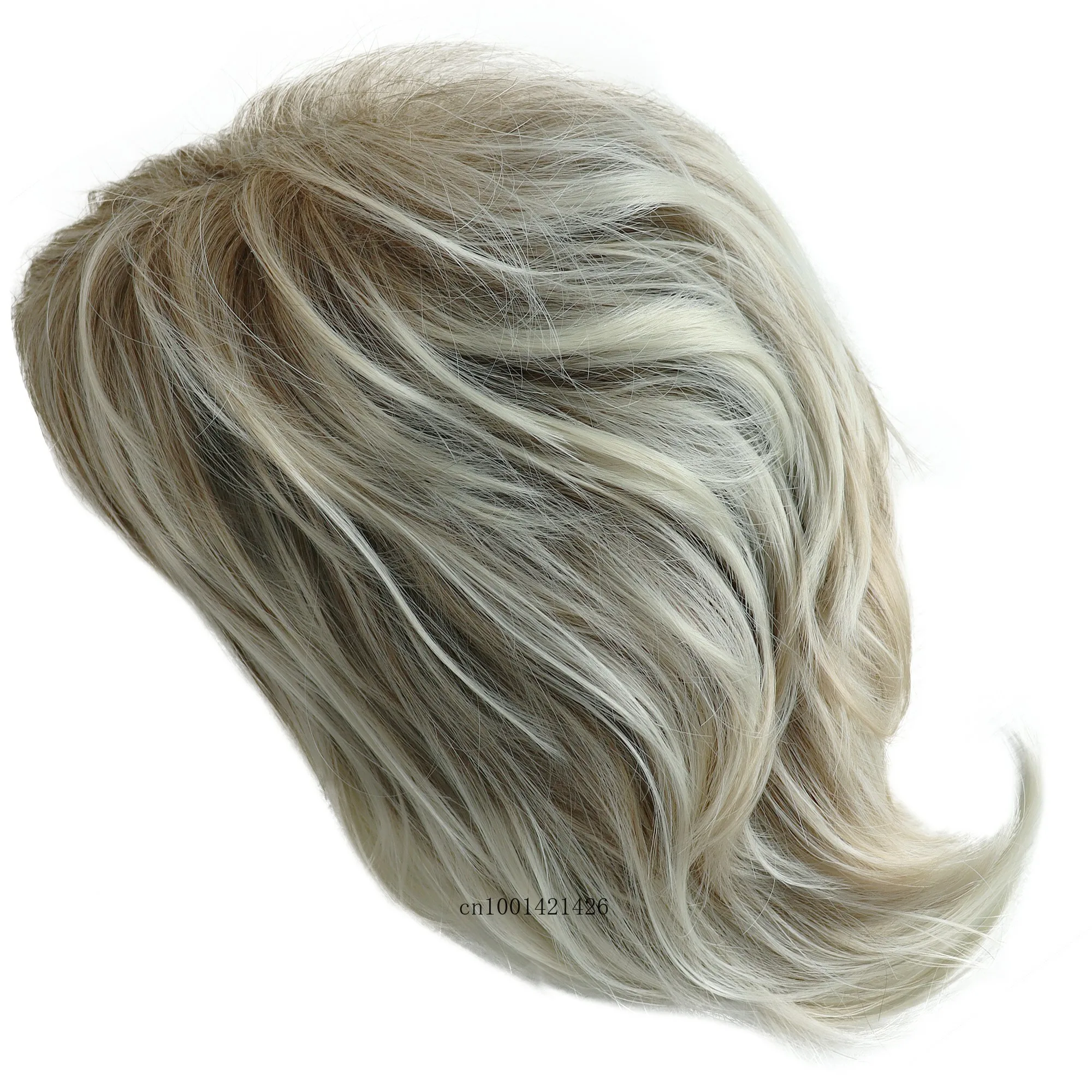 Syntetyczne peruki do włosów dla kobiet Ombre Blond Peruka z grzywką Krótkie fryzury Bob Naturalne fryzury Bobo Peruka dla mamy Kostium starej damy