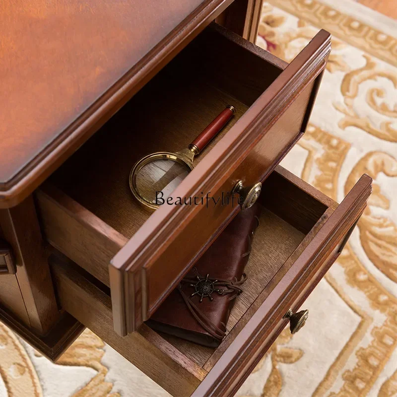 LJYAmerican Country Massivholz 1,5 m gebogener Tisch, Retro-Schreibtisch