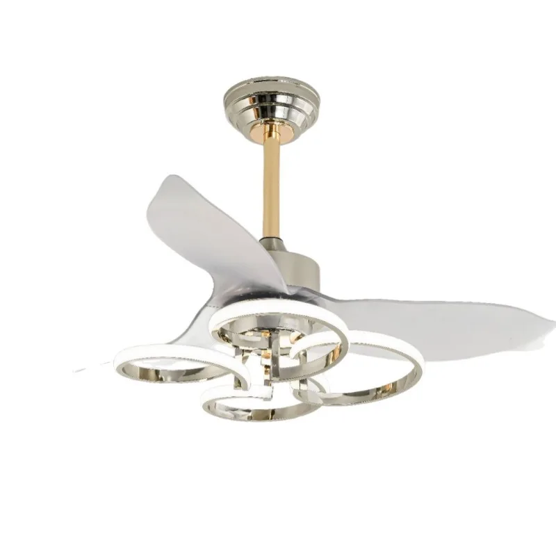 Straight leaf plastic arts fan light Intelligent stepless dimming control flower light Ceiling fan light