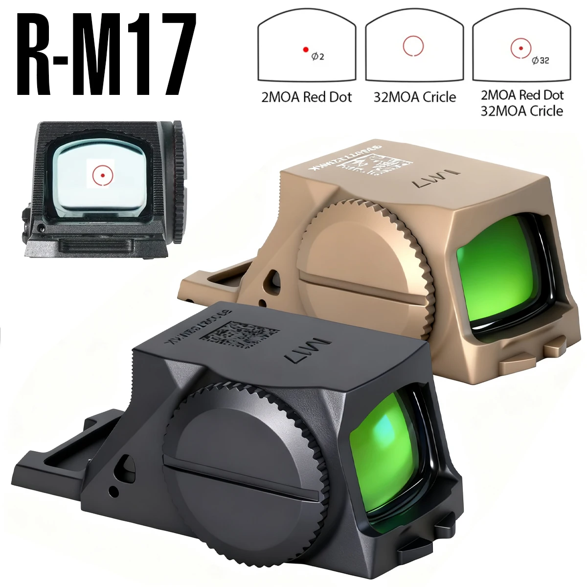 

R-M17 Original Tactical Enclosed Red Dot Sight 2MOA 32MOA Reflex Optics Fit M17/M18 Markings 9mm Shockproof and Holds Zero
