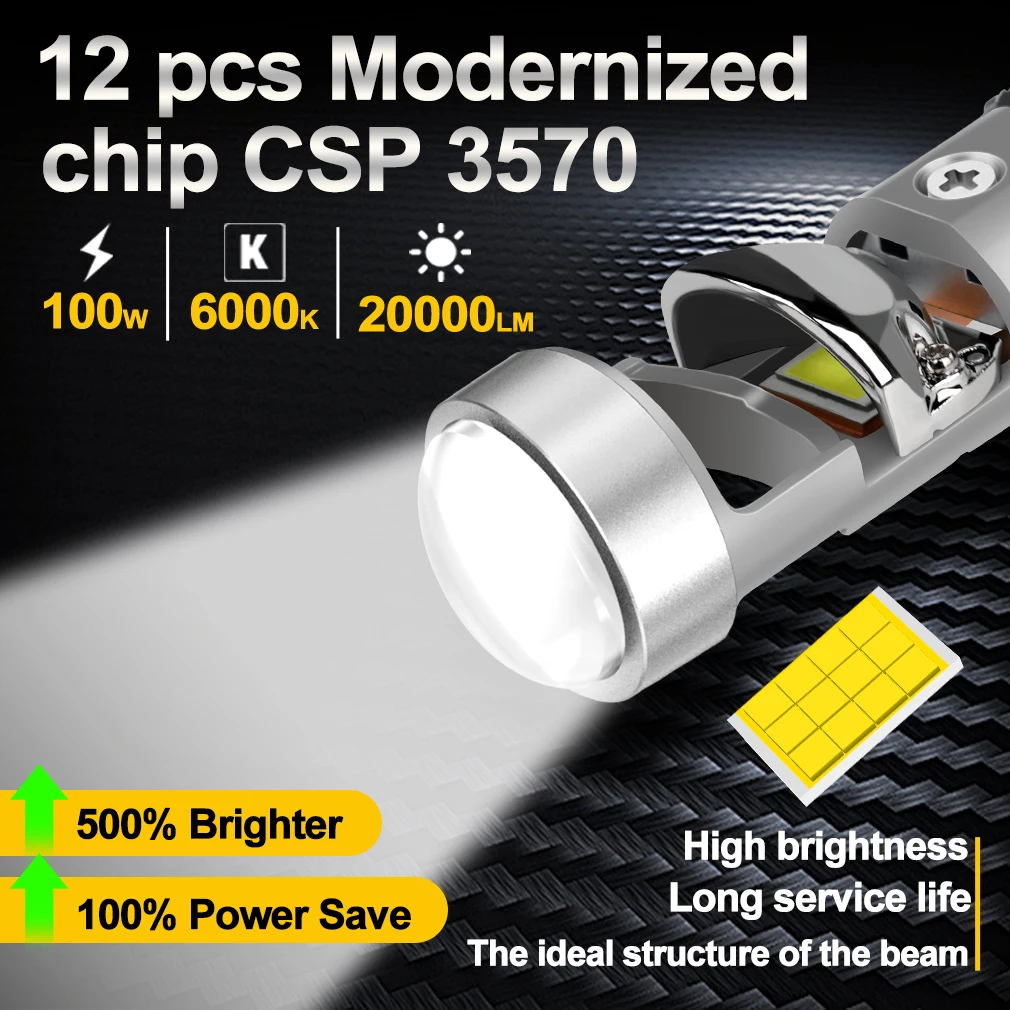 XSTORM H7 جهاز عرض (بروجكتور) ليد عدسة 100 واط 30000LM عدسة مزدوجة Led H4 المصباح Canbus سيارة H7 مصابيح كهربائية توربو مصباح أضواء دراجة نارية