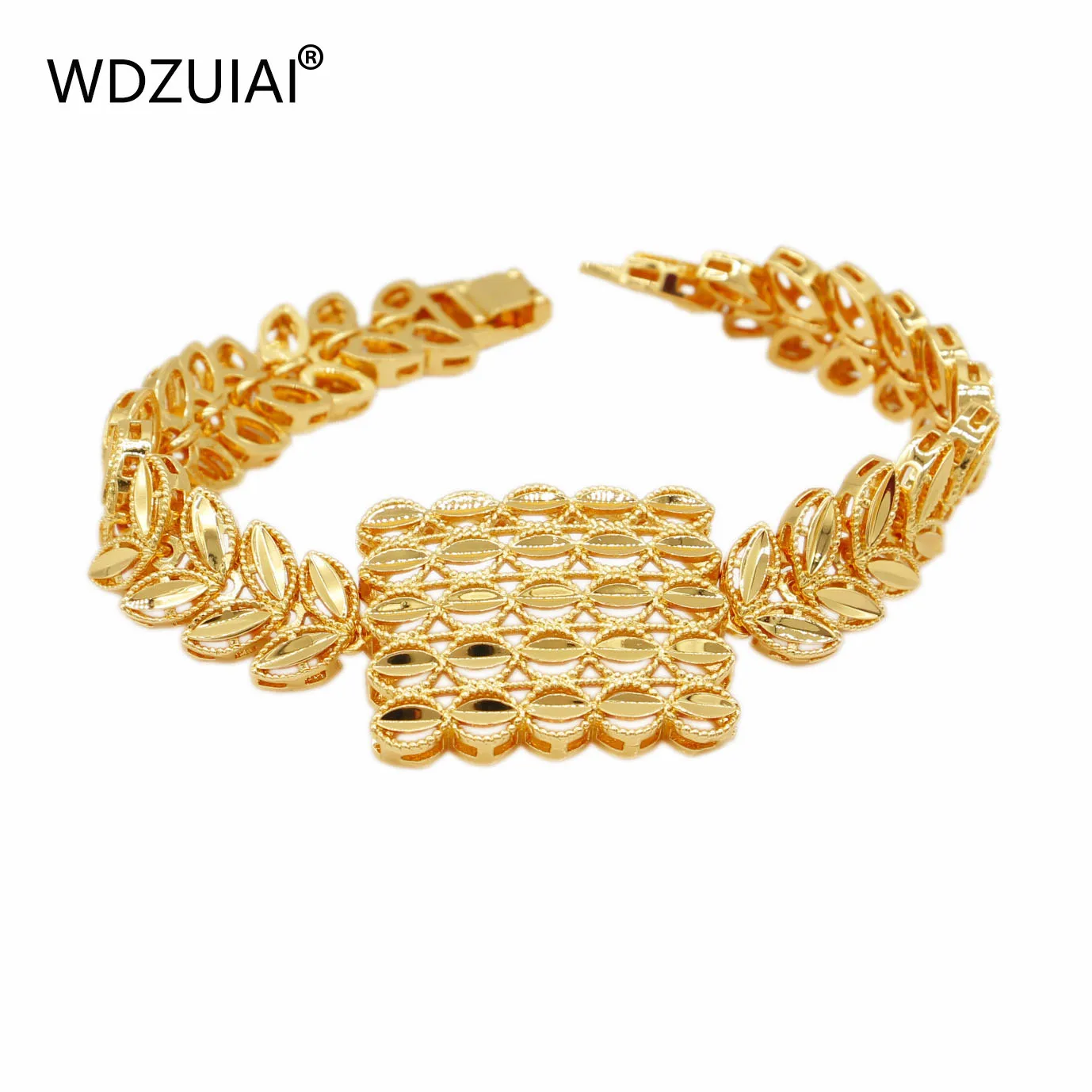 WDZUIAI Watch Shape Chain&Link Bracelet Dubai Glod Color Copper Bangle for Women Men Unisex African French Spain Party Jewelry