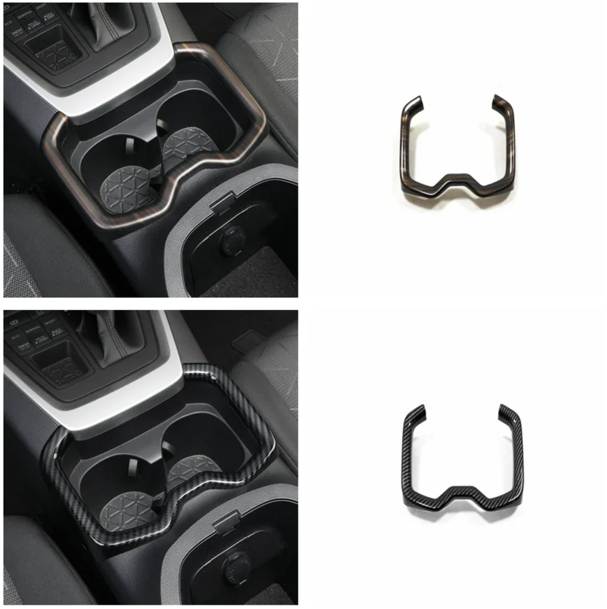 

Для Toyota RAV4 RAV 4 2019 2020 2021 2022, аксессуары для салона автомобиля из углеродного волокна, передняя крышка для чашки с водой, накладка на держатель для напитков, наклейка