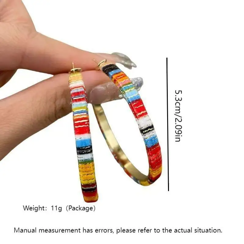 Bohemian Rainbow Big Circle Earrings Female Internet celebrity Summer Sweet Cool Fashion Colored Circle Earrings Earrings