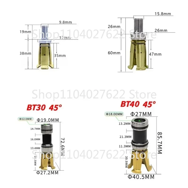 BT30 BT40 45 Degrees Gripper External Internal Threaded Spindle Claw Clamp 4 Petal Pull Claw Tool Milling CNC Machine Center