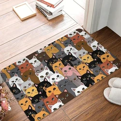 1Pc Cute Cat Printed Bathroom Floor Mat Decorative Non-slip Bath Rug Comfortable Doorway Foot Pad Living Room Home Decor Carpet