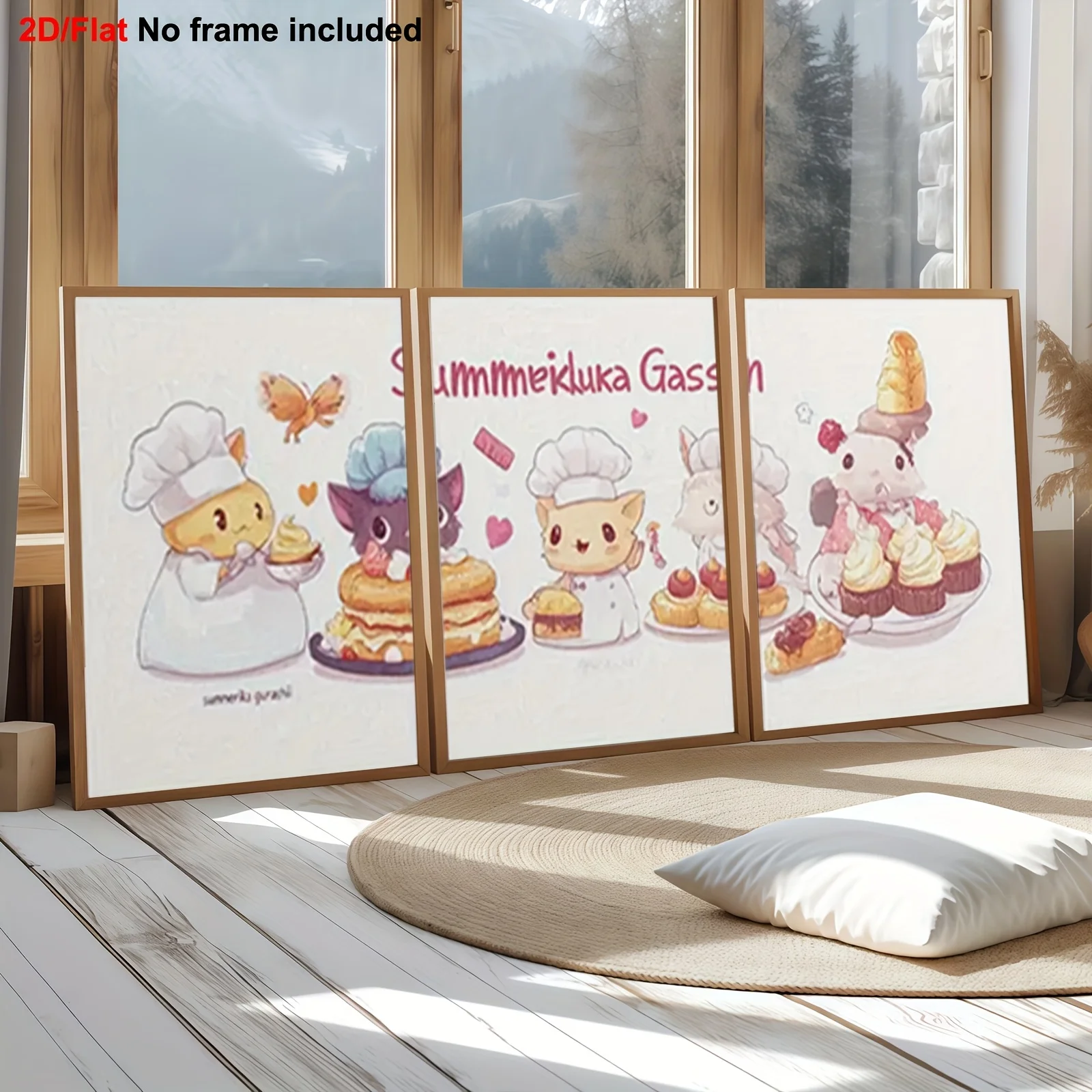 3 шт., декоративные картины для гостиной, 2D безрамное холст, качество изображения высокой четкости, 3 очаровательных аниме-холста с медведем Pri