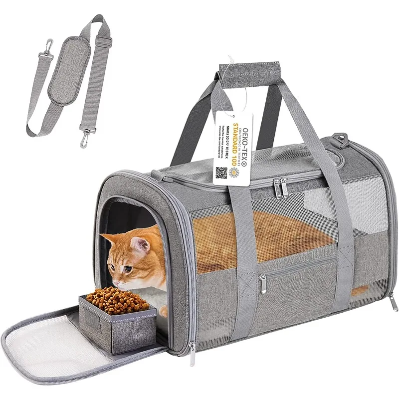 Large Pet Carrier for 2 Cats Large Cats, Collapsible Soft Sided Dog Carrier for Medium Small Dogs, Puppy of 25 Lbs