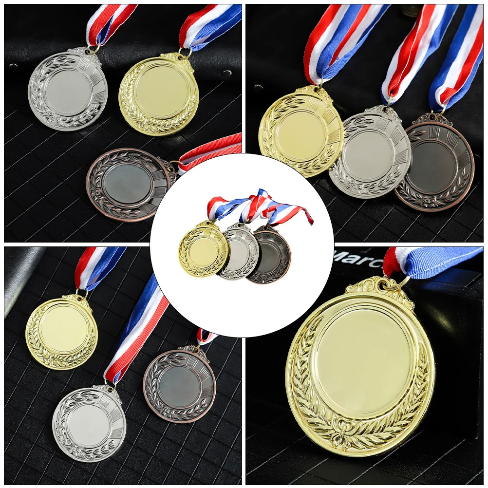 

3pcs Medals Award Set Gold Silver Bronze Competition Reward Trophy For Sports Events Universal Prize Adults Achievement