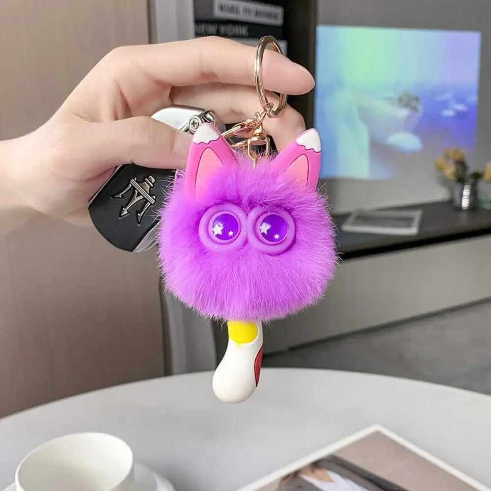 Plush Pendant Cute Cartoon Plush Keychain Creative Couples Keychain Small Coal Balls Keychain Bag Accessories