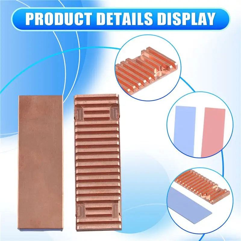 

Изысканный ультратонкий медный радиатор-охладитель для твердотельных накопителей M.2 NGFF, совместимый с M2 NVME NGFF 2280 PCIE SSD