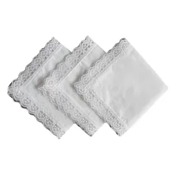 3 pezzi 25x25 cm 100% cotone donna signora fazzoletti colore bianco ricamato fazzoletti sciarpa quadrata pittura fai da te